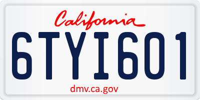 CA license plate 6TYI601