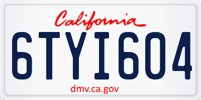 CA license plate 6TYI604