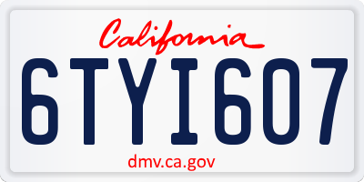 CA license plate 6TYI607