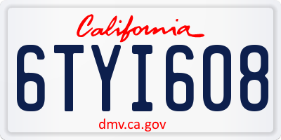 CA license plate 6TYI608