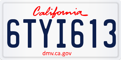 CA license plate 6TYI613