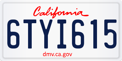 CA license plate 6TYI615