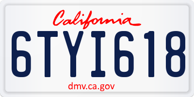 CA license plate 6TYI618