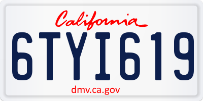 CA license plate 6TYI619