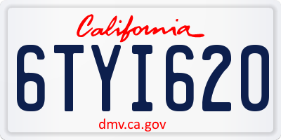 CA license plate 6TYI620