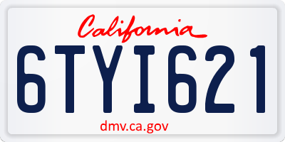 CA license plate 6TYI621