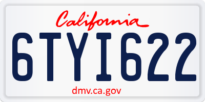 CA license plate 6TYI622