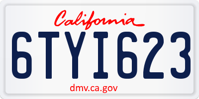CA license plate 6TYI623