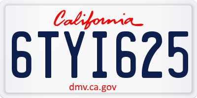 CA license plate 6TYI625