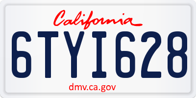 CA license plate 6TYI628