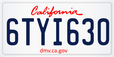 CA license plate 6TYI630