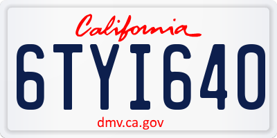 CA license plate 6TYI640