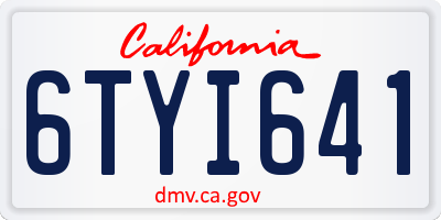CA license plate 6TYI641