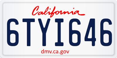 CA license plate 6TYI646