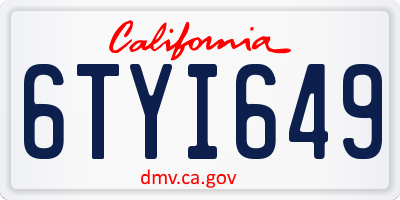 CA license plate 6TYI649