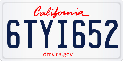 CA license plate 6TYI652