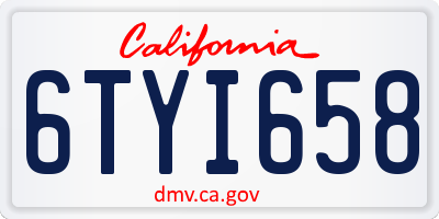 CA license plate 6TYI658