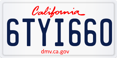 CA license plate 6TYI660