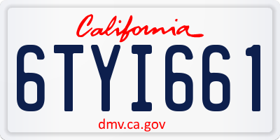 CA license plate 6TYI661