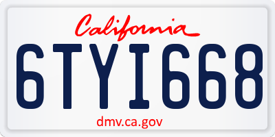 CA license plate 6TYI668