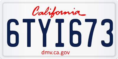 CA license plate 6TYI673