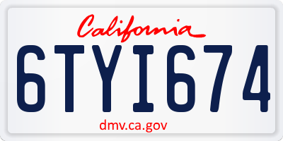 CA license plate 6TYI674