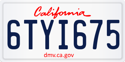 CA license plate 6TYI675