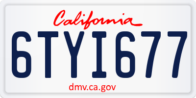 CA license plate 6TYI677