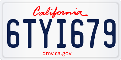 CA license plate 6TYI679