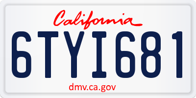 CA license plate 6TYI681
