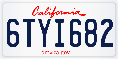 CA license plate 6TYI682
