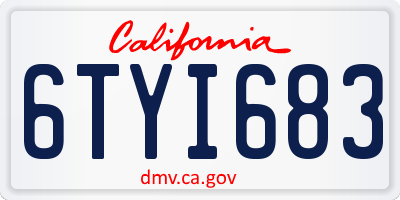 CA license plate 6TYI683