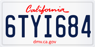 CA license plate 6TYI684