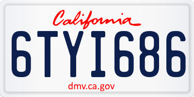CA license plate 6TYI686