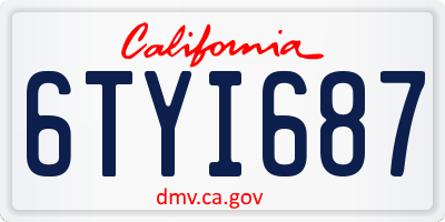 CA license plate 6TYI687