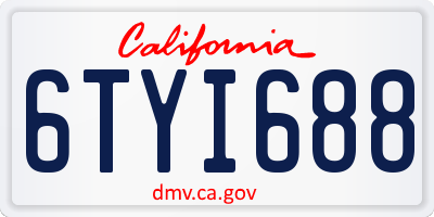 CA license plate 6TYI688