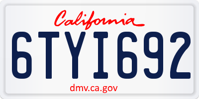 CA license plate 6TYI692