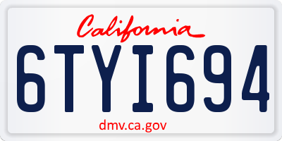 CA license plate 6TYI694