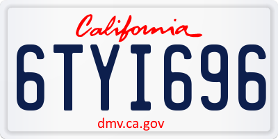 CA license plate 6TYI696