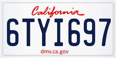 CA license plate 6TYI697