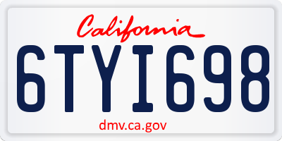 CA license plate 6TYI698