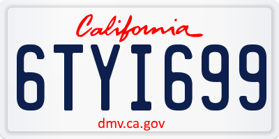 CA license plate 6TYI699