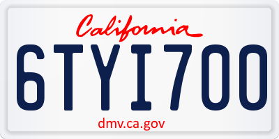 CA license plate 6TYI700
