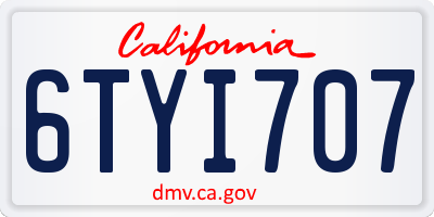 CA license plate 6TYI707