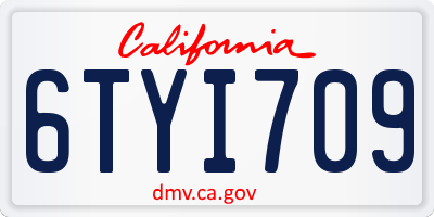 CA license plate 6TYI709