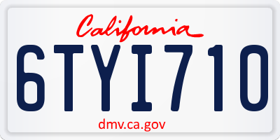 CA license plate 6TYI710
