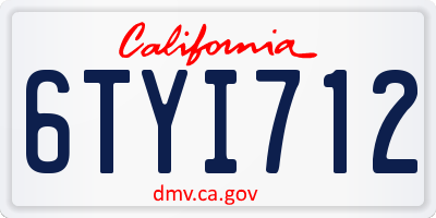 CA license plate 6TYI712