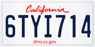 CA license plate 6TYI714