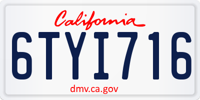 CA license plate 6TYI716