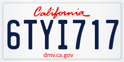 CA license plate 6TYI717